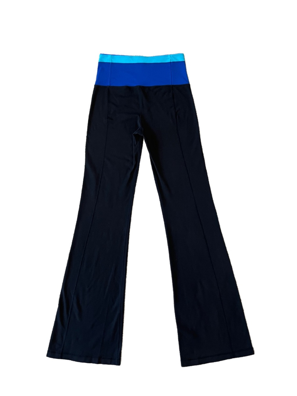 lululemon athletica Black Foldover Groove Pants with Blue Waistband Size 8 - Picture 2 of 9